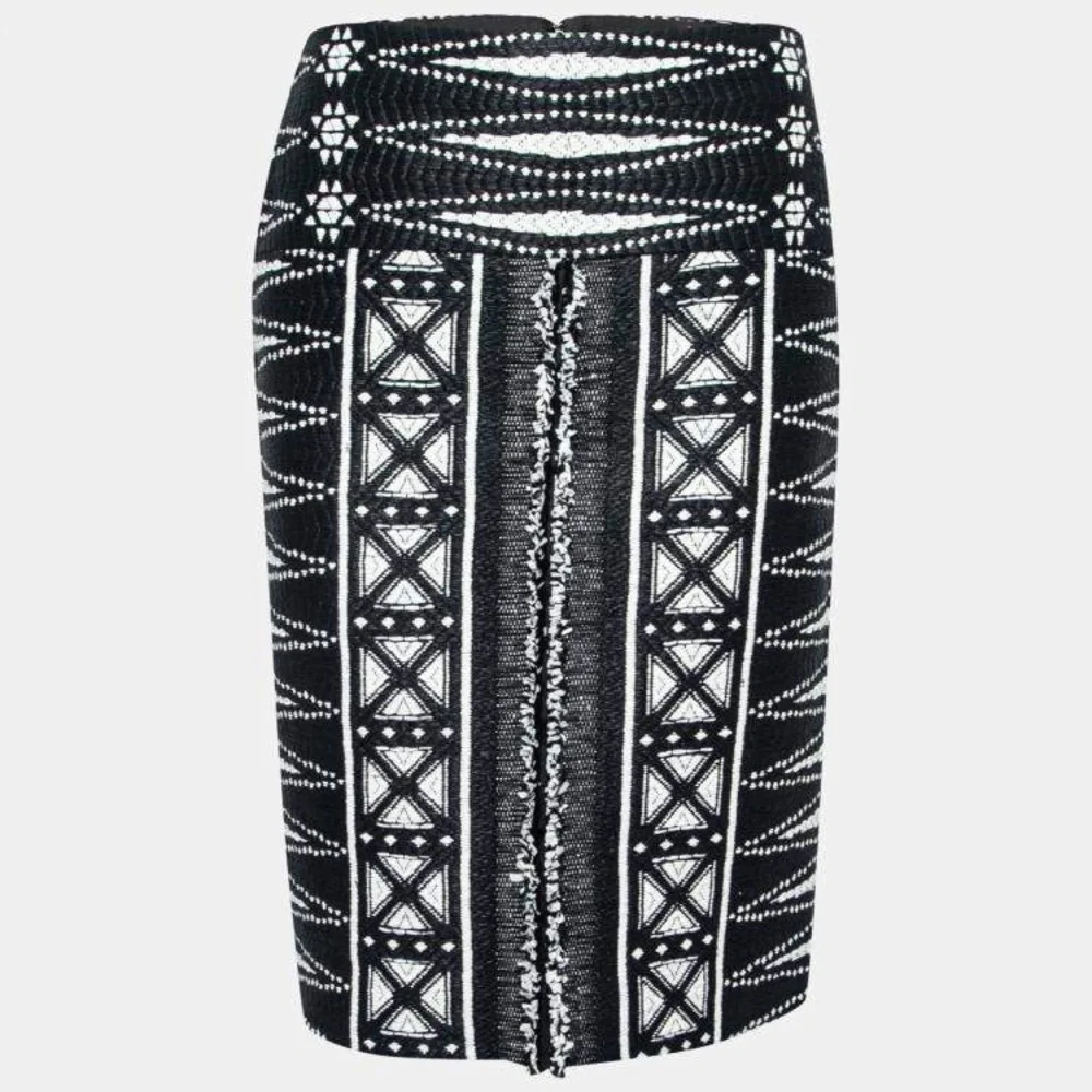 {Tory Burch} Black and White Embroidered Pencil Skirt